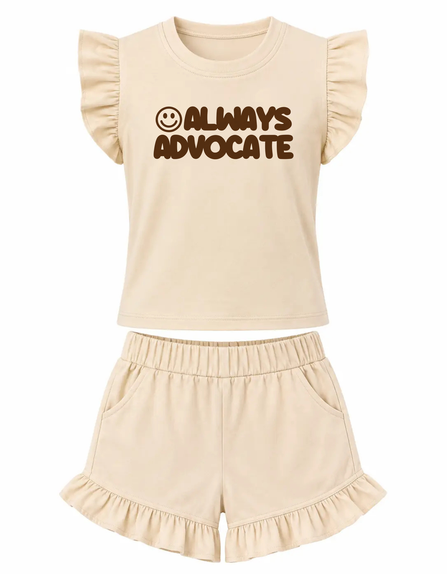 Womens Frill T-Shirt/Shorts Set