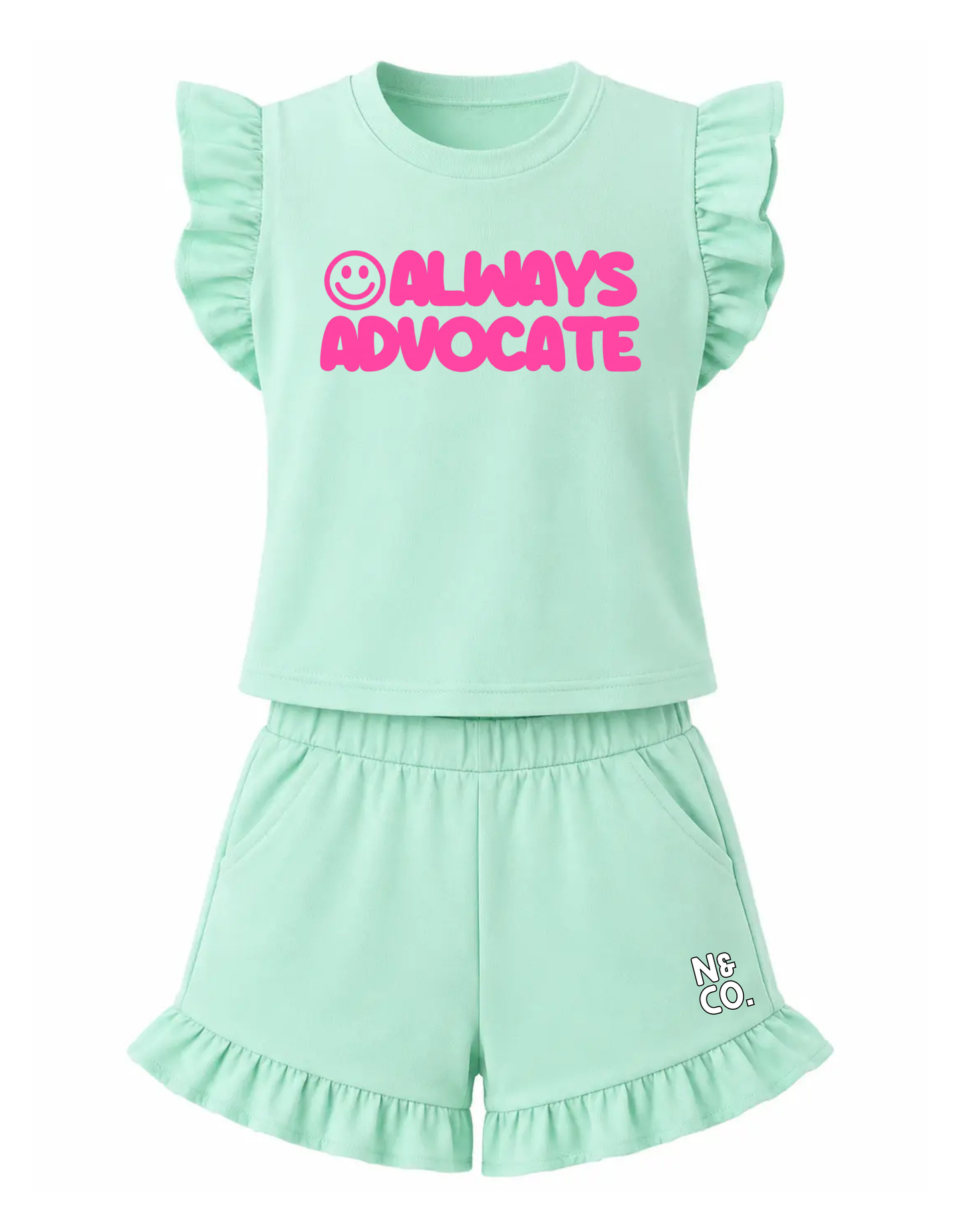 Kids Frill "Always Advocate" T-Shirt/Shorts Set