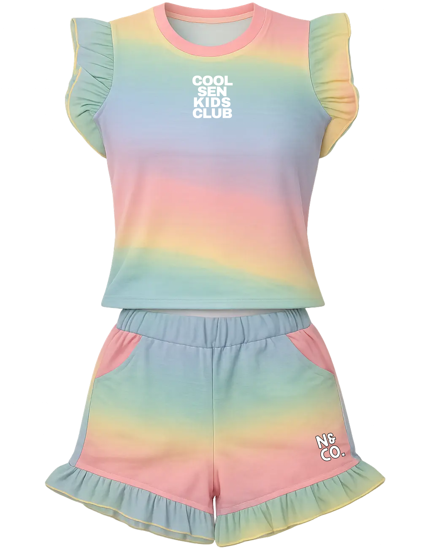 Kids Frill "COOL SEN KIDS CLUB" T-Shirt/Shorts Set