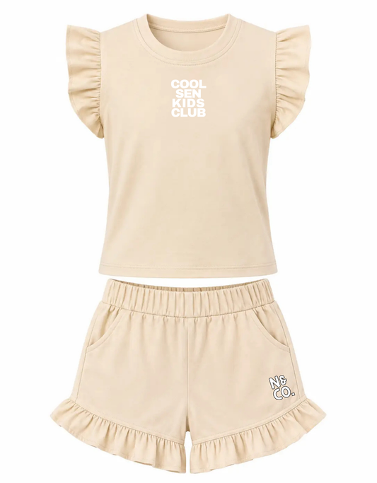 Kids Frill "COOL SEN KIDS CLUB" T-Shirt/Shorts Set