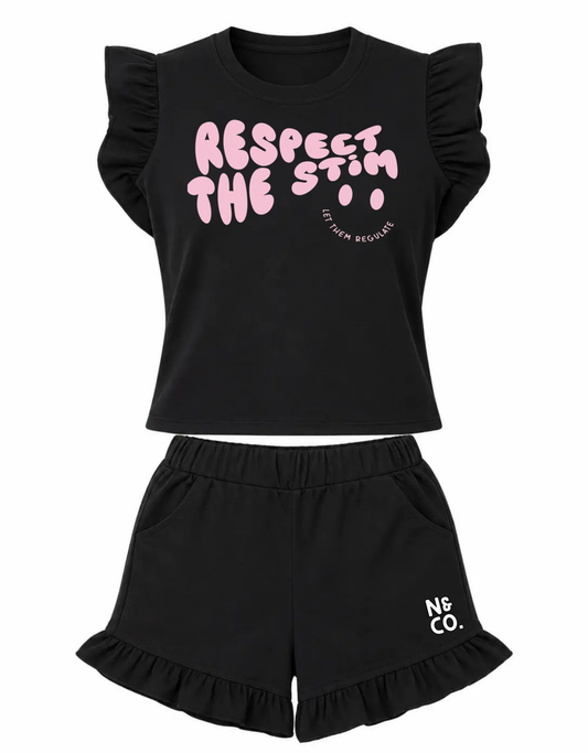 Kids Frill "Respect the Stim" T-Shirt/Shorts Set