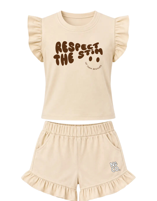 Womens Frill T-Shirt/Shorts Set