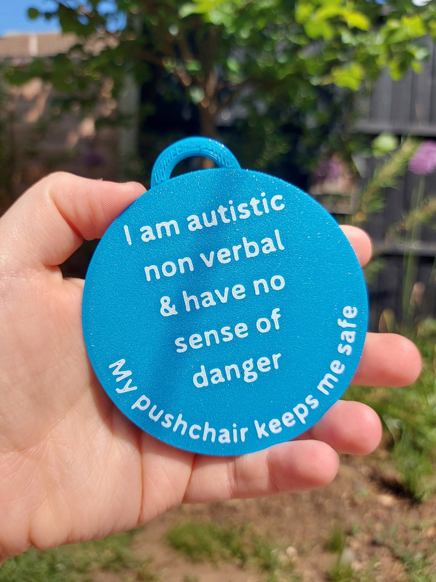 Large Double-Sided Wheelchair Tag – Autism Awareness & Support Communication Tag