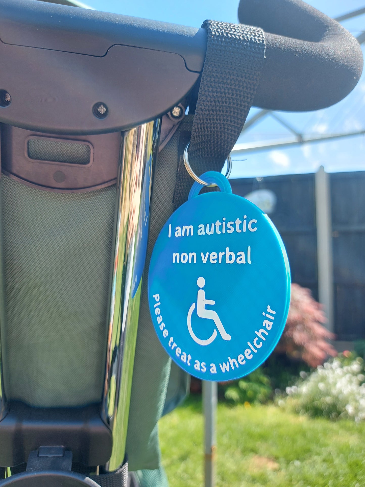 Large Double-Sided Wheelchair Tag – Autism Awareness & Support Communication Tag
