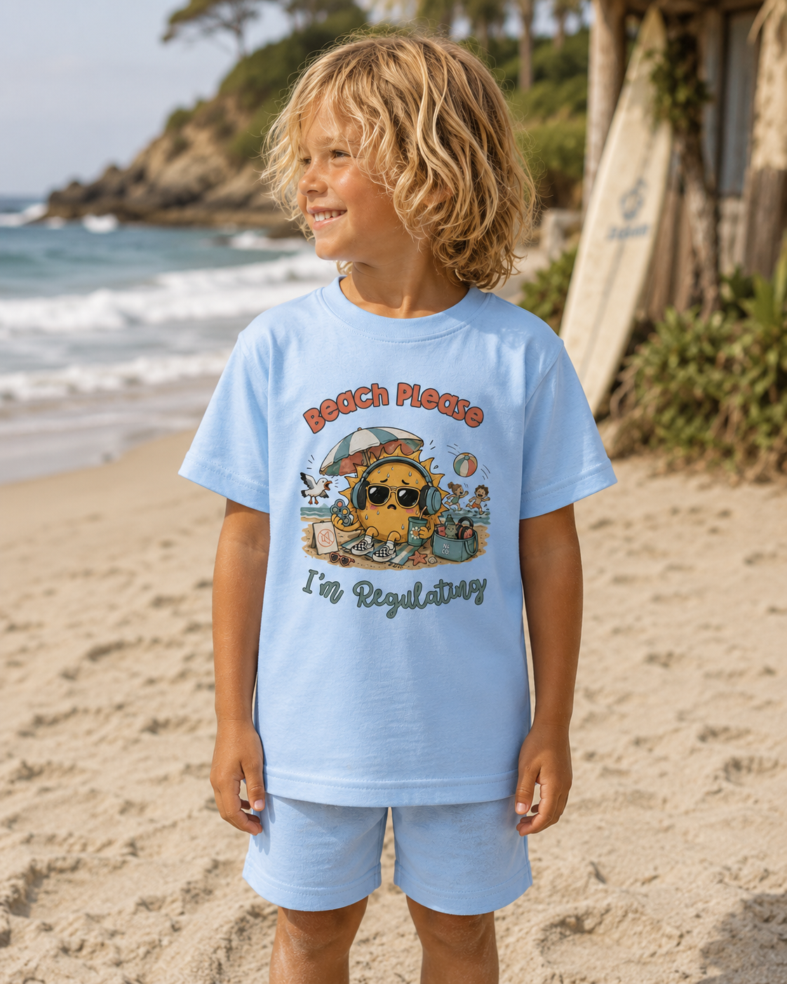 Kids "BEACH PLEASE" T-Shirt/Shorts Set
