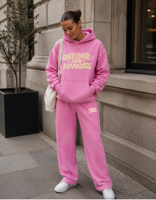 Unisex Adults ‘Caffeinate and Advocate’ Heavyweight Tracksuit Pants