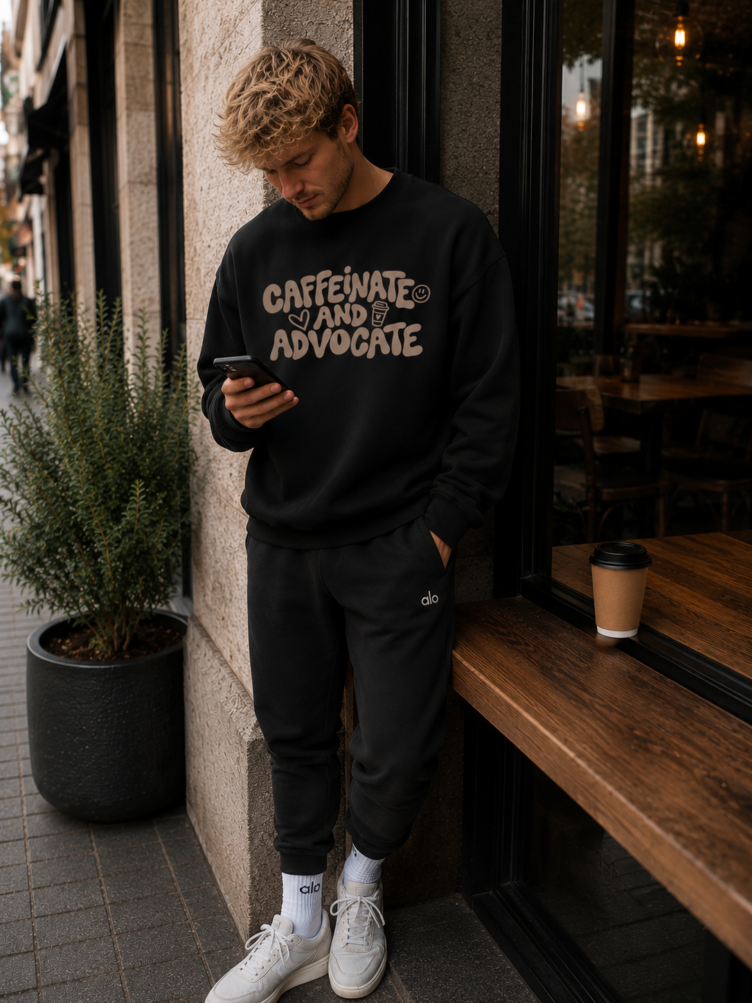 Unisex Adults ‘Caffeinate and Advocate’ Sweatshirt