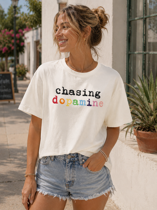 Women's Boxy Crop "Chasing Dopamine." T-Shirt