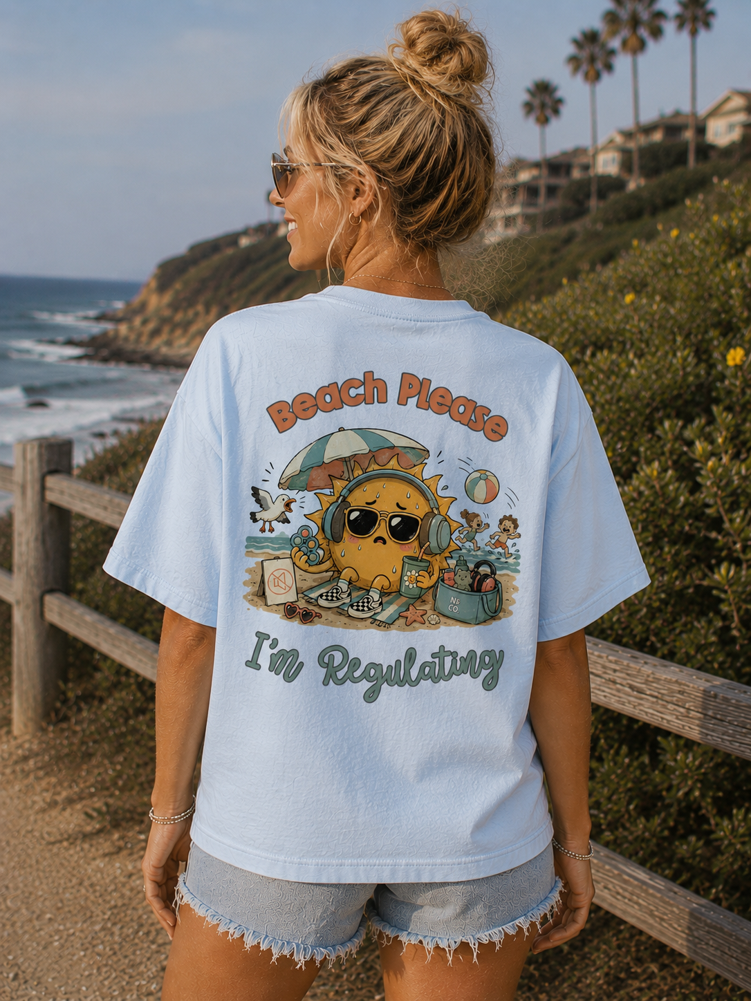 Women's Boxy Crop "BEACH PLEASE" T-Shirt