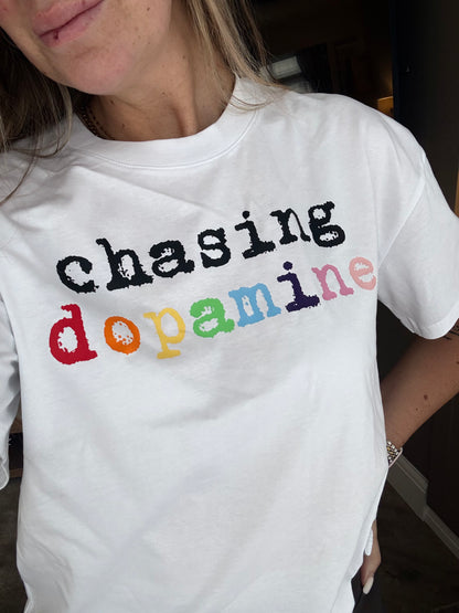 Women's Boxy Crop "Chasing Dopamine." T-Shirt