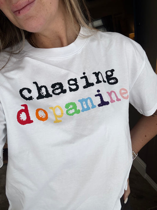 Women's Boxy Crop "Chasing Dopamine." T-Shirt