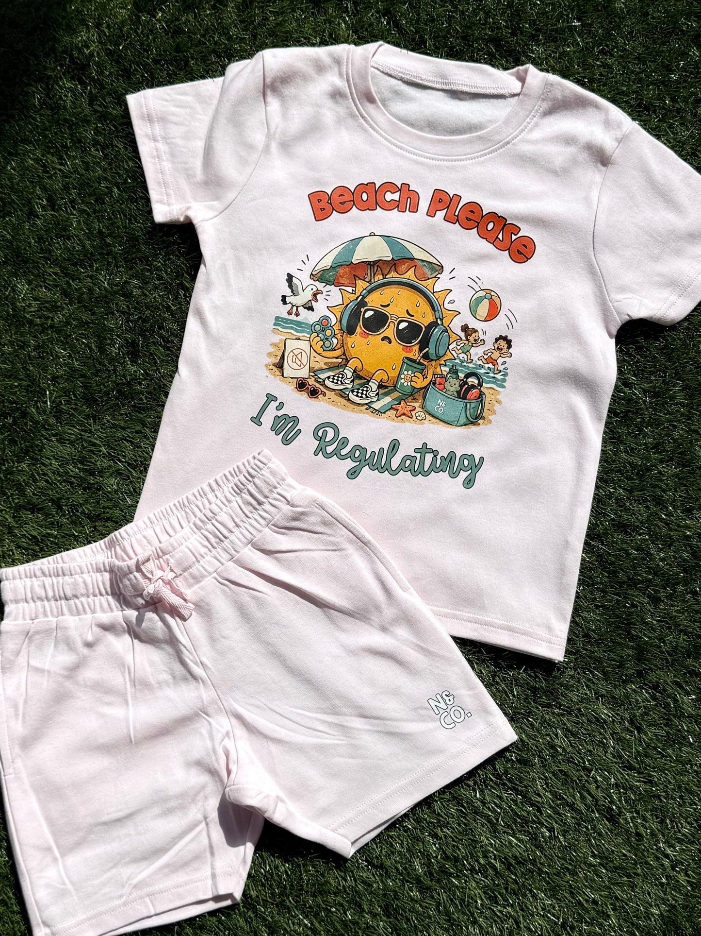 Kids "BEACH PLEASE" T-Shirt/Shorts Set