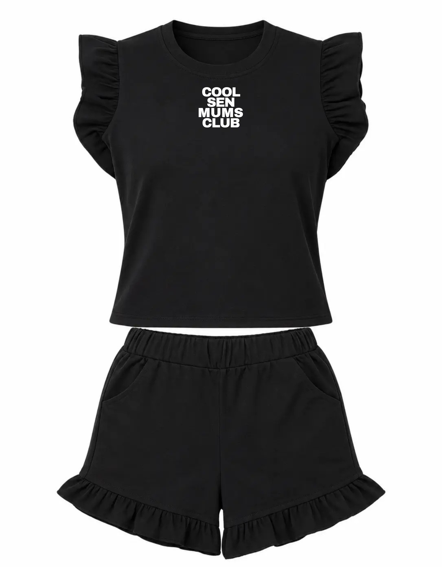 Womens Frill T-Shirt/Shorts Set