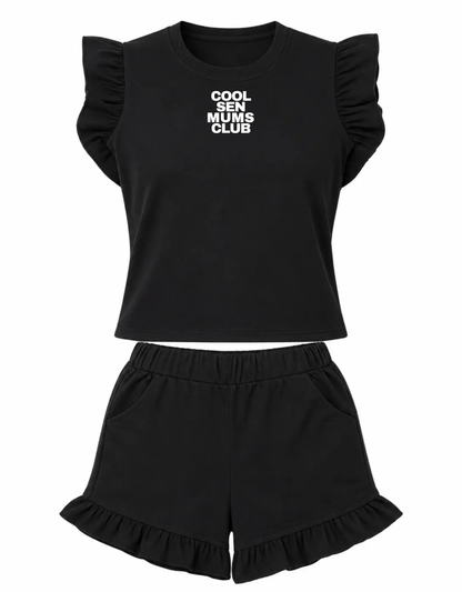 Womens Frill T-Shirt/Shorts Set