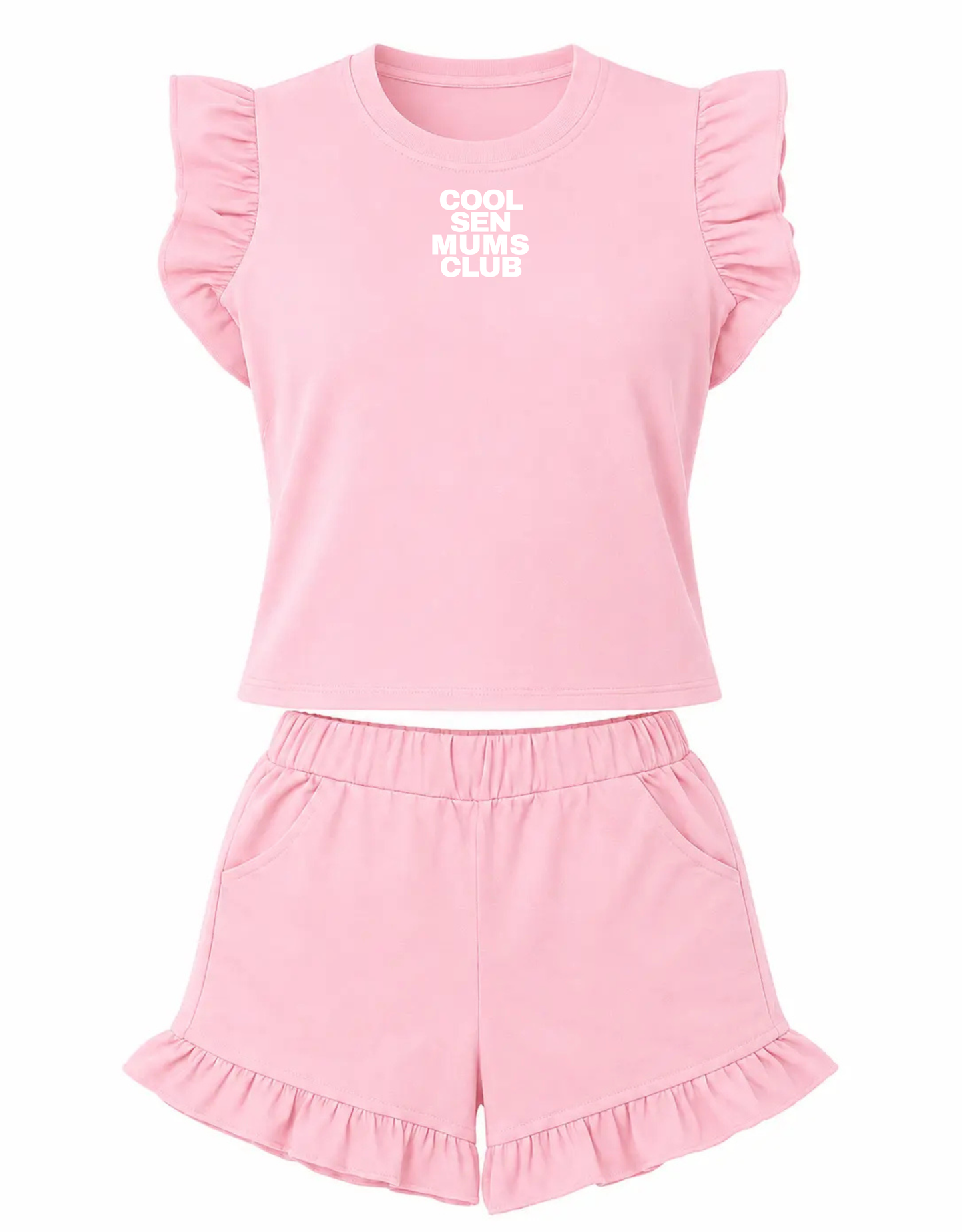 Womens Frill T-Shirt/Shorts Set