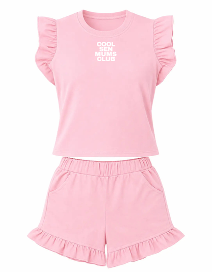 Womens Frill T-Shirt/Shorts Set