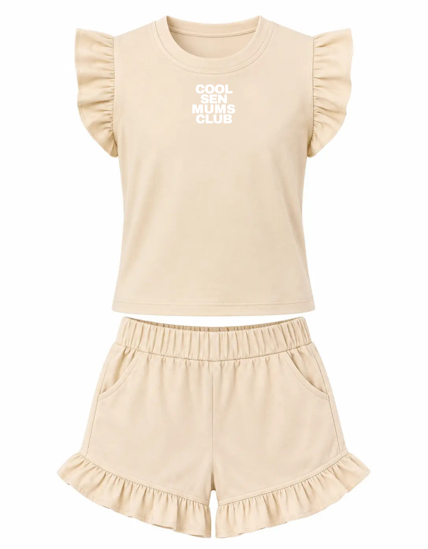 Womens Frill T-Shirt/Shorts Set