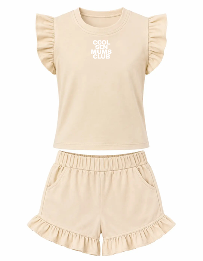 Womens Frill T-Shirt/Shorts Set