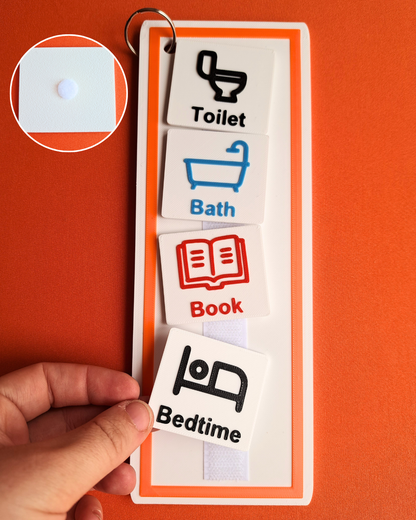 Daily Routine Visual Schedule Bundle - Board with 20 Velcro Tags and Tag Wallet