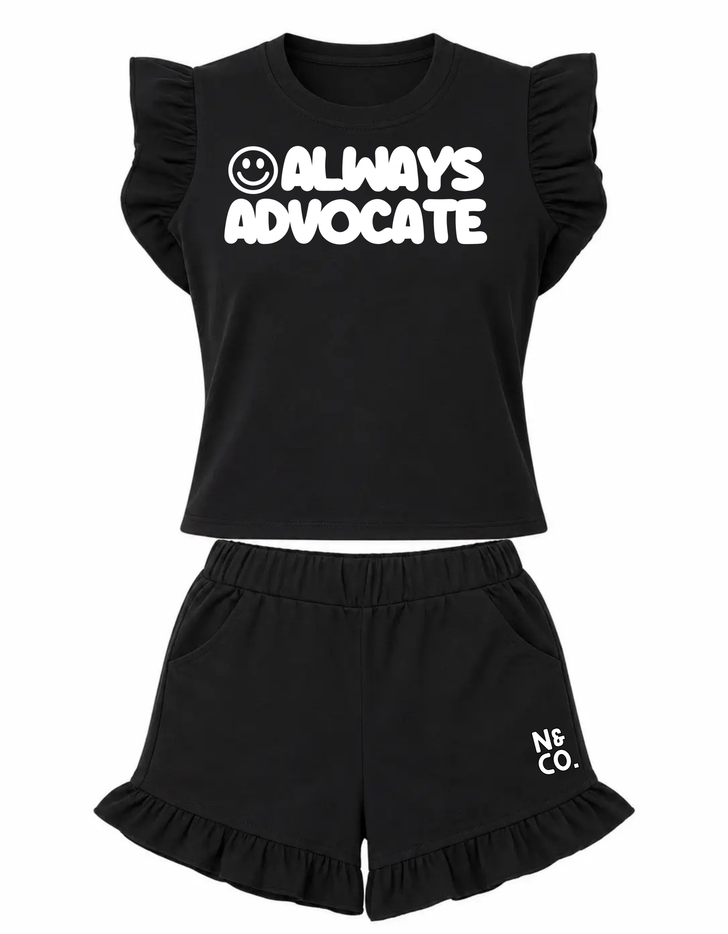 Womens Frill T-Shirt/Shorts Set