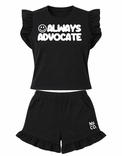 Womens Frill T-Shirt/Shorts Set