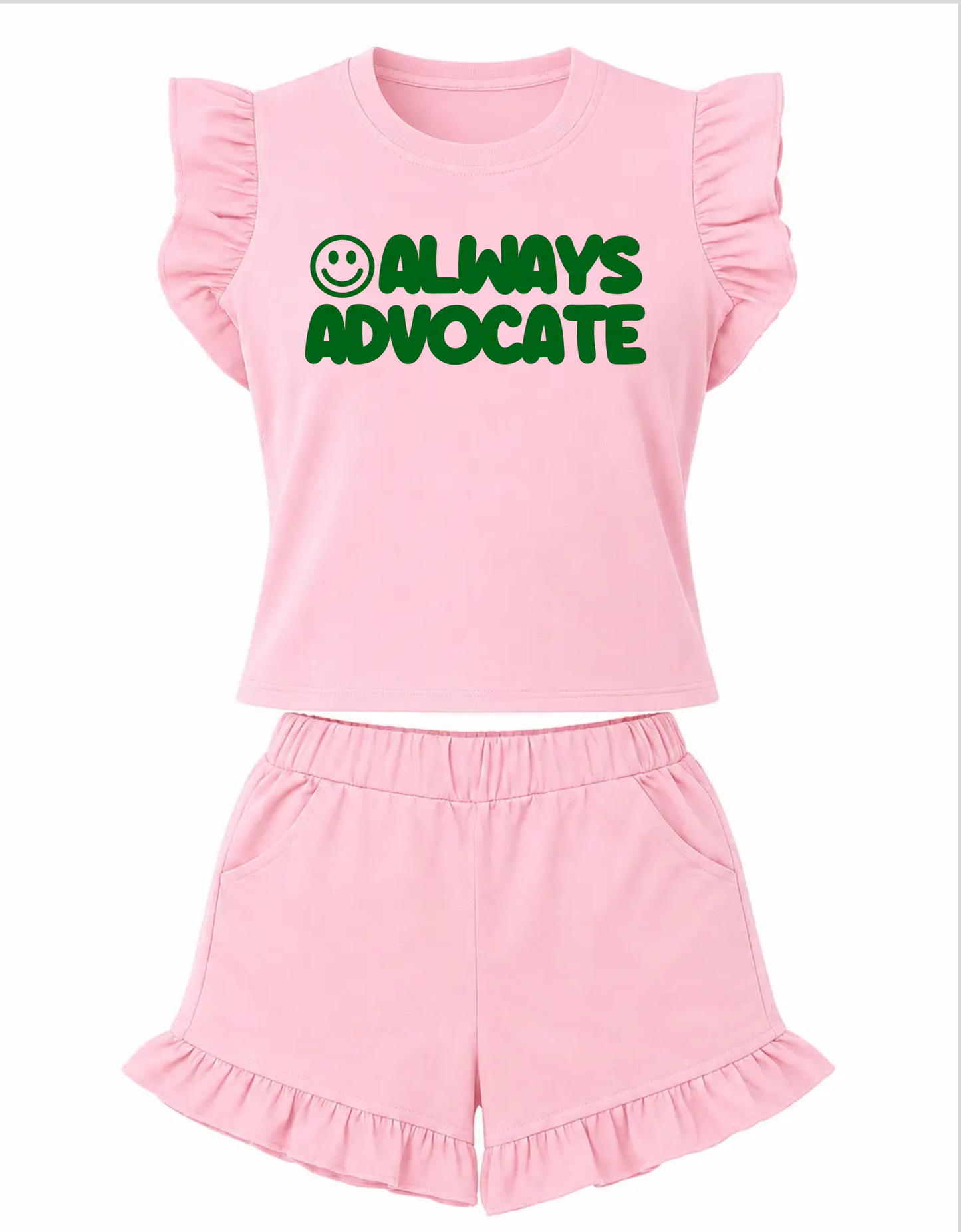 Womens Frill T-Shirt/Shorts Set