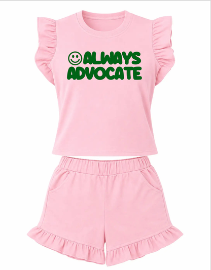 Womens Frill T-Shirt/Shorts Set