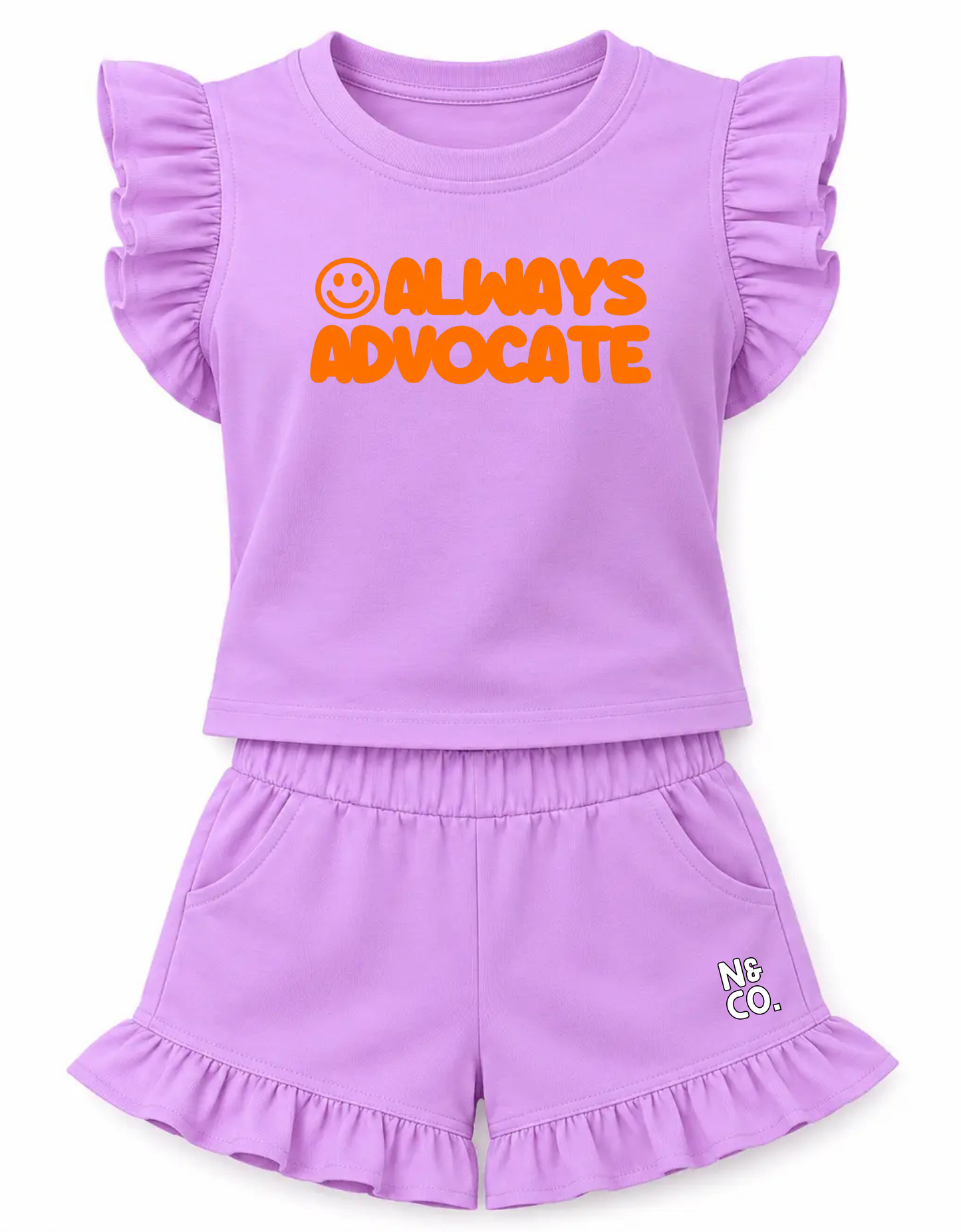 Kids Frill "Always Advocate" T-Shirt/Shorts Set