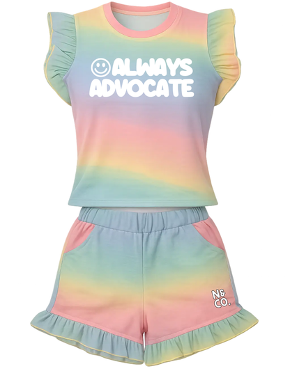 Kids Frill "Always Advocate" T-Shirt/Shorts Set
