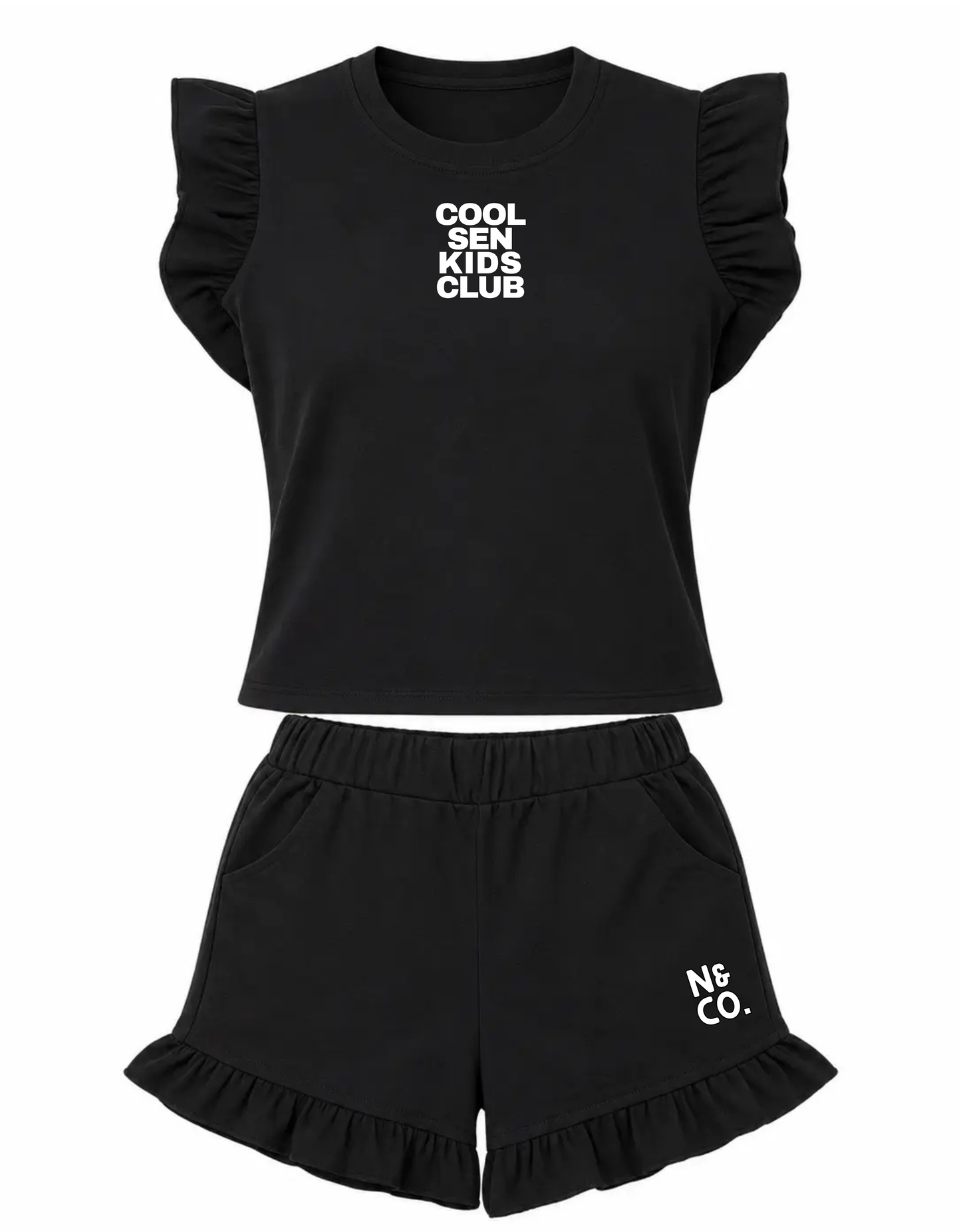 Kids Frill "COOL SEN KIDS CLUB" T-Shirt/Shorts Set