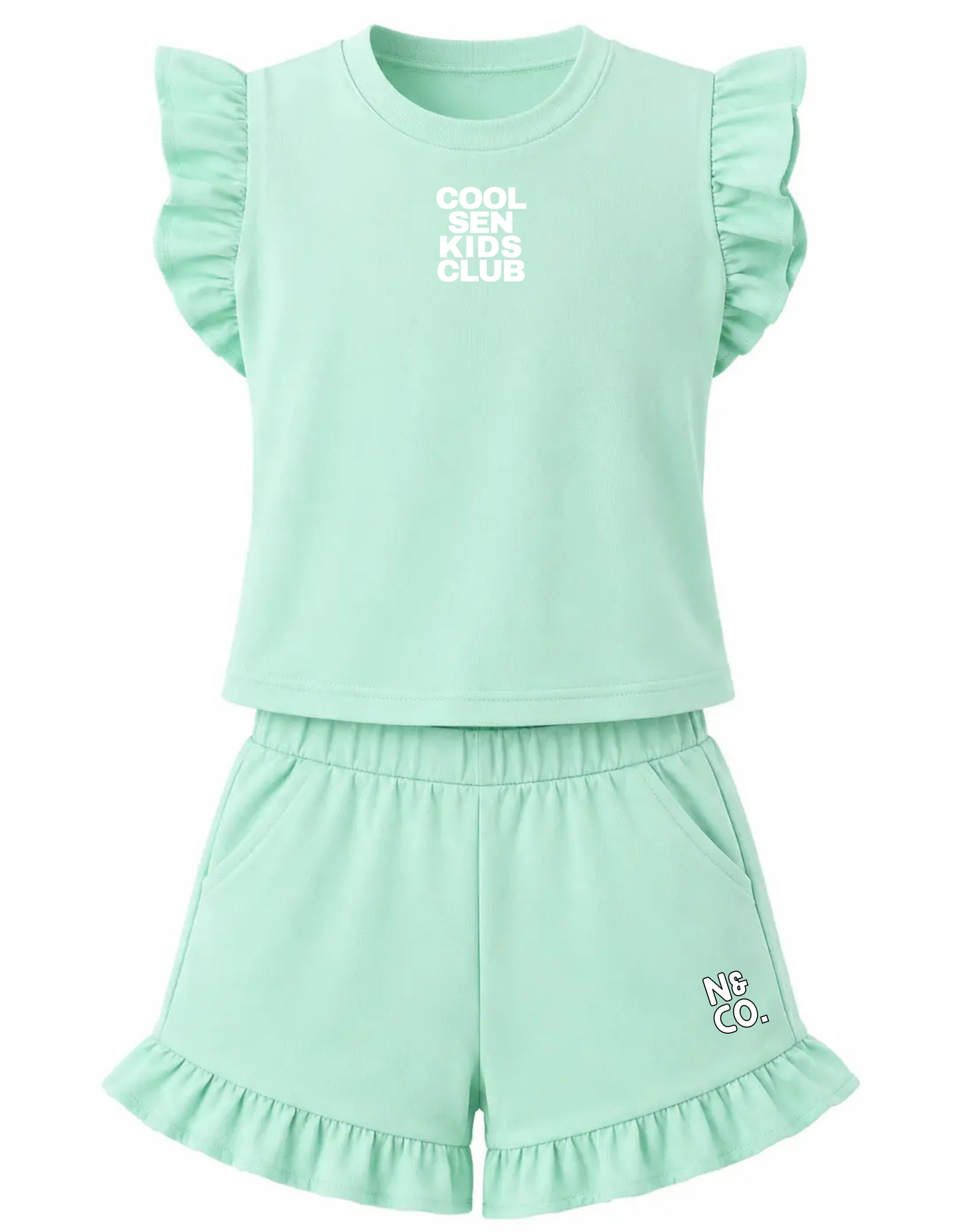 Kids Frill "COOL SEN KIDS CLUB" T-Shirt/Shorts Set