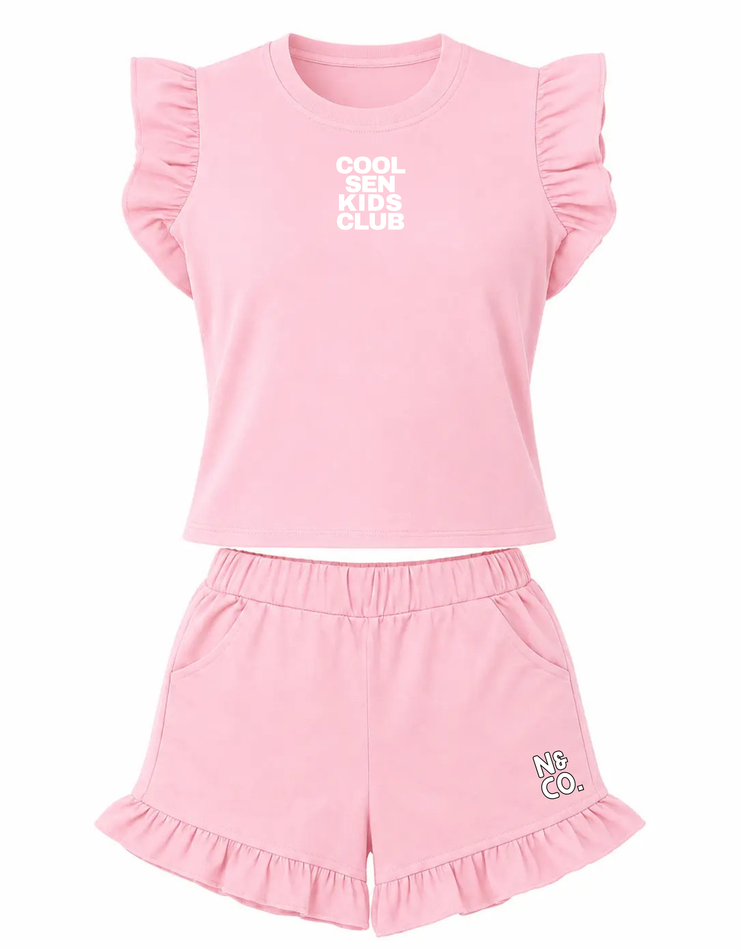 Kids Frill "COOL SEN KIDS CLUB" T-Shirt/Shorts Set