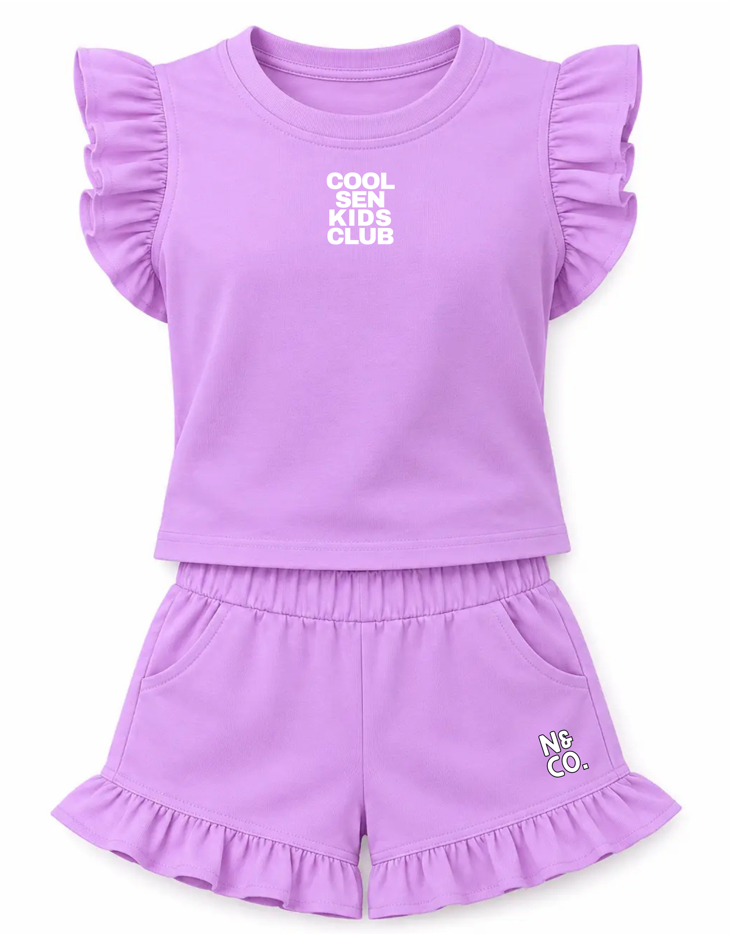 Kids Frill "COOL SEN KIDS CLUB" T-Shirt/Shorts Set