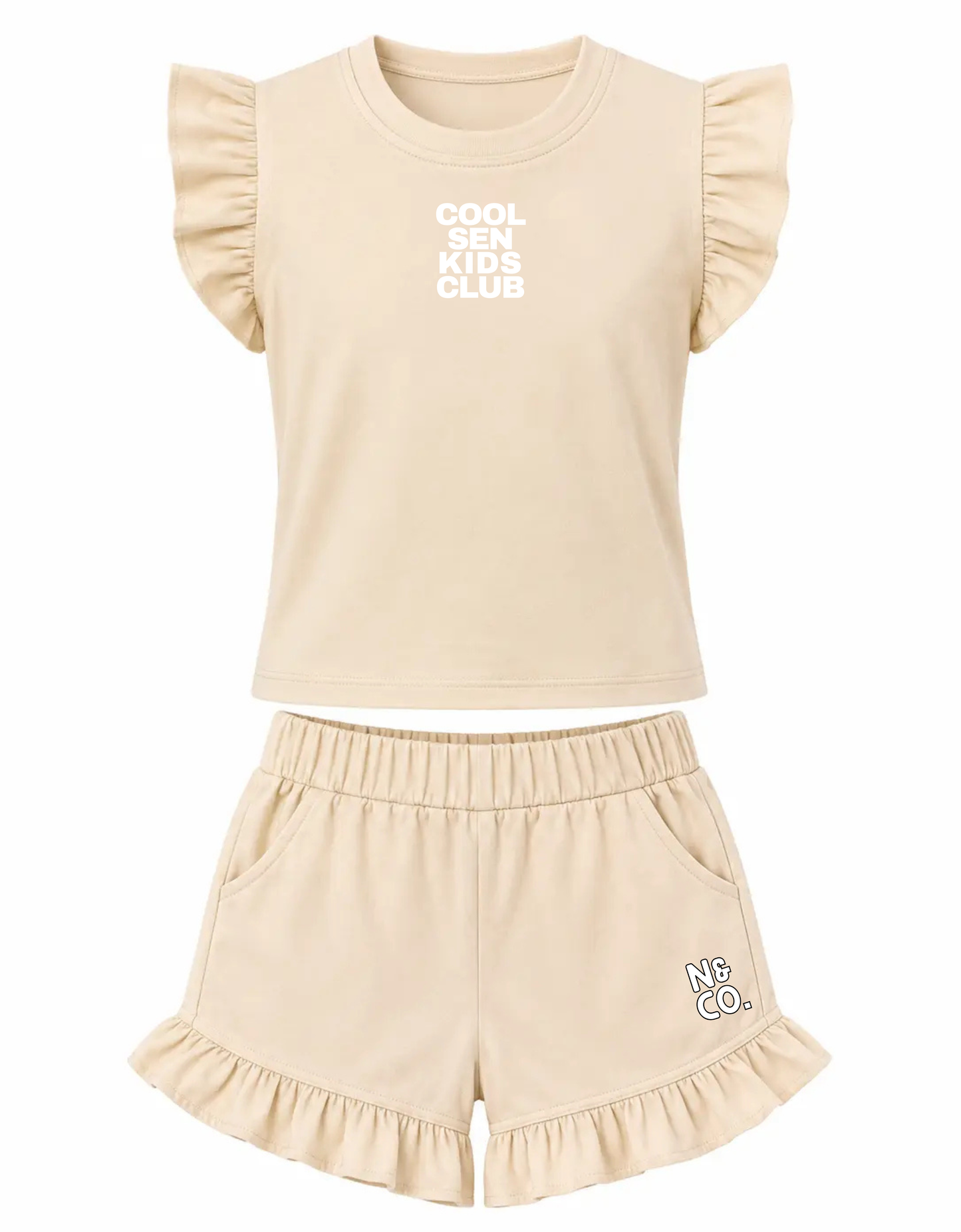 Kids Frill "COOL SEN KIDS CLUB" T-Shirt/Shorts Set
