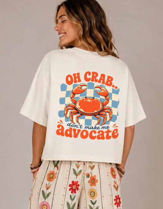 Women's Boxy Crop "OH CRAB" T-Shirt